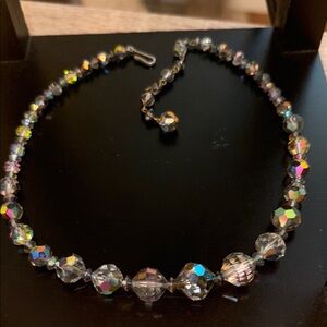 Vintage kaleidoscope borealis crystal necklace with shepherds hook clasp